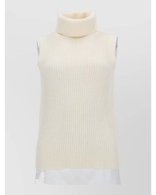 Michael Kors White Sleeveless Turtleneck Knitted Top