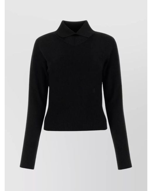 Jil Sander Black Ribbed Wool Blend Sweater
