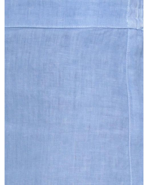 120% Lino Blue Linen Wide-Leg Trousers