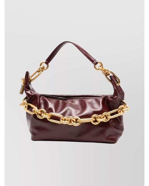 Balmain Multicolor Medium Leather Shoulder Bag With Chain Strap