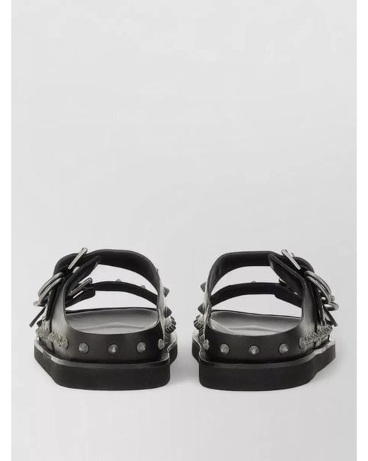 Ash Gray Leather Slides