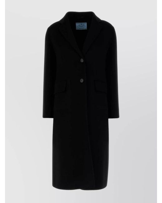Prada Black Coat Wool Blend Back Vent