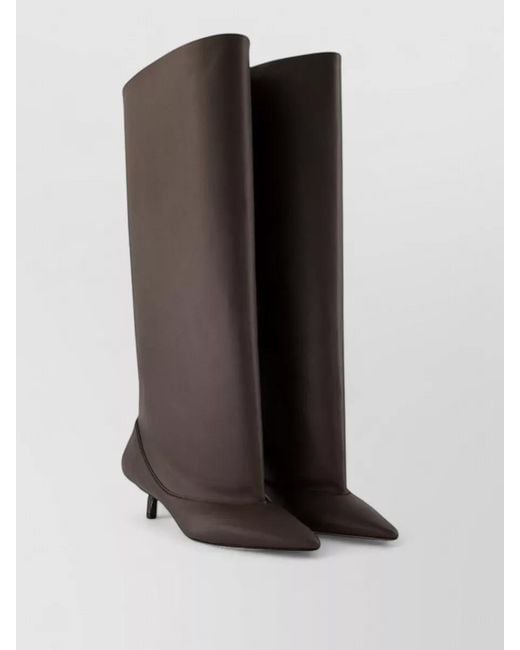 Jacquemus Brown Tourni H Leather Knee Stiletto Boots