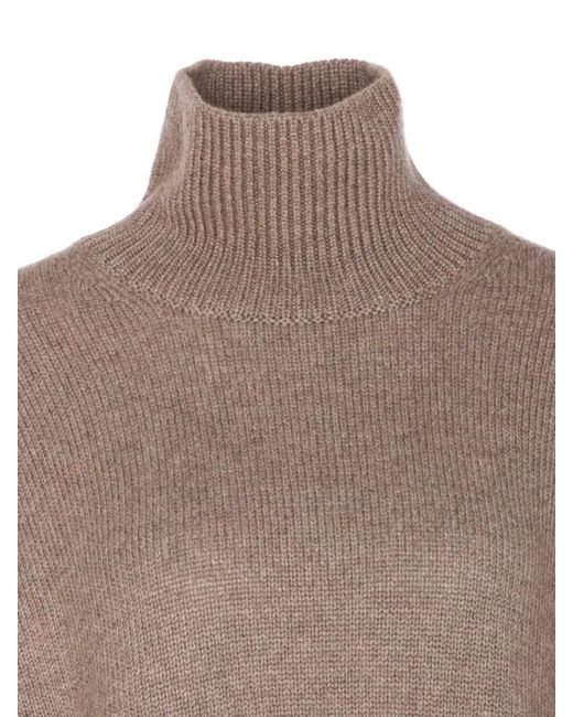 Lisa Yang Brown Cashmere Relaxed-Fit Turtleneck Sweater