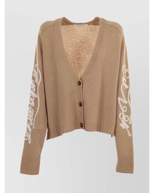 Philosophy Natural Cashmere V-Neck Ribbed-Hem Cardigan