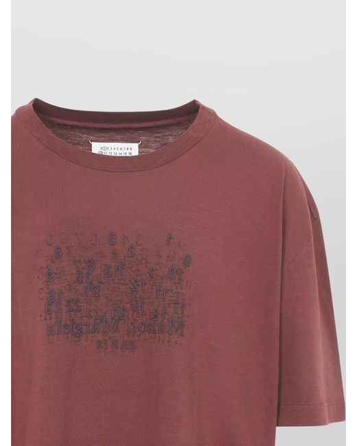 Maison Margiela Red Printed Cotton Short-Sleeve T-Shirt for men