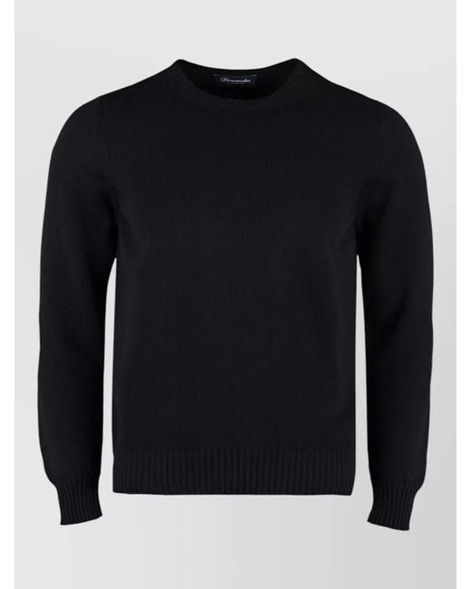 Drumohr Black Cotton Crew Neck Knit Regular Fit for men