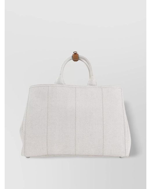 Prada White Cotton Linen Extra Large Tote Bag for men