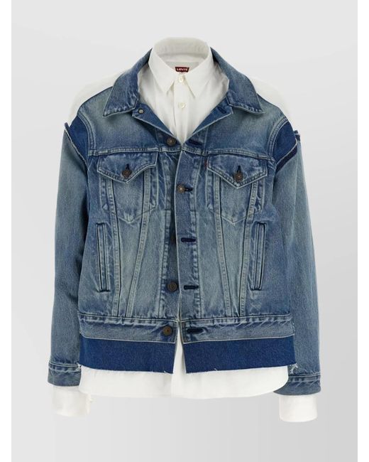 Junya Watanabe Blue Levi's Shirt Denim Jacket With Contrast Fabric