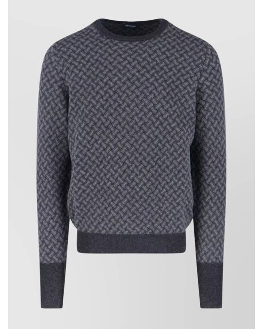 Drumohr Blue Crewneck Sweater With Ribbed Cuffs And Hem for men