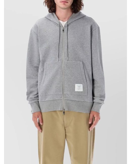 Thom Browne Gray Zip-Up Hoodie Pullover Loopba for men