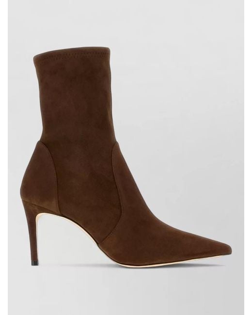 Stuart Weitzman Brown Suede Ankle Boots Pointed Toe Stiletto Heel