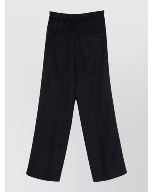 Semicouture Blue Lilia Wool Trousers Wide Leg Design