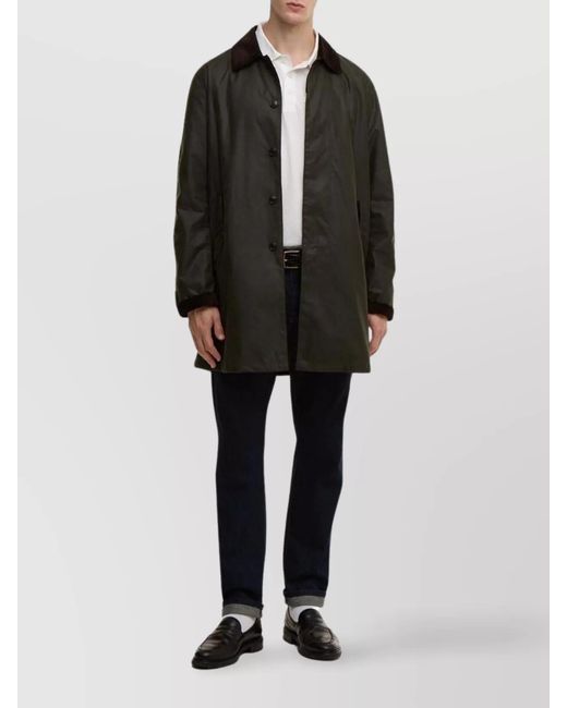 Barbour Black Cotton Single Breasted Coat for men