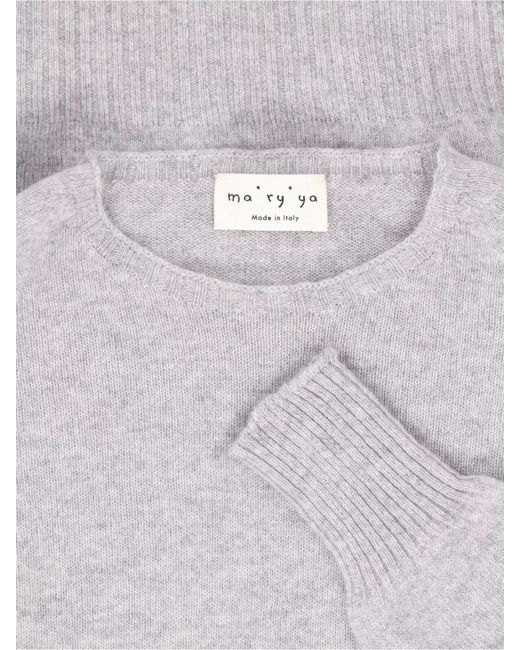 Ma'ry'ya White Knit Sweater Crew Neck Long Sleeves