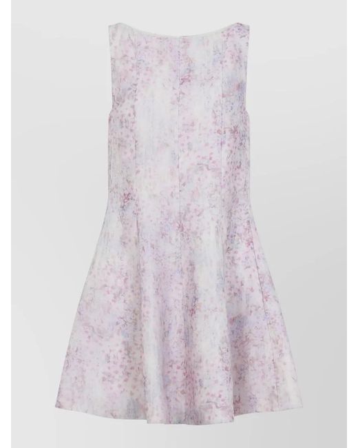 Alberta Ferretti Pink Silk Sleeveless Floral-Print Mini Dress