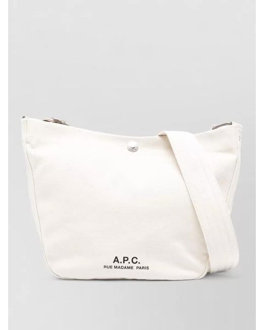 A.P.C. White Journal Cotton Shoulder Bag