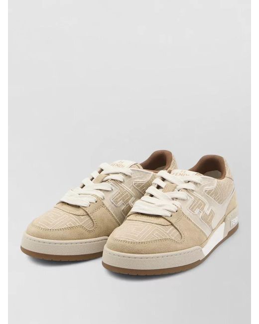 Fendi Natural Calfskin Jacquard Low-Top Sneakers for men