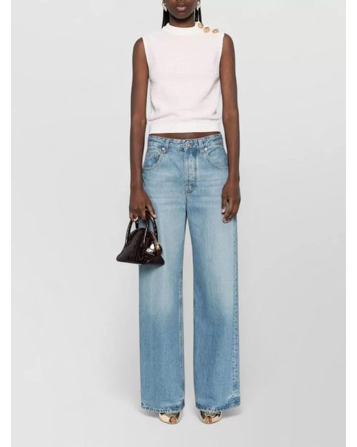 Balmain Pink Tweed Sleeveless Crop Top