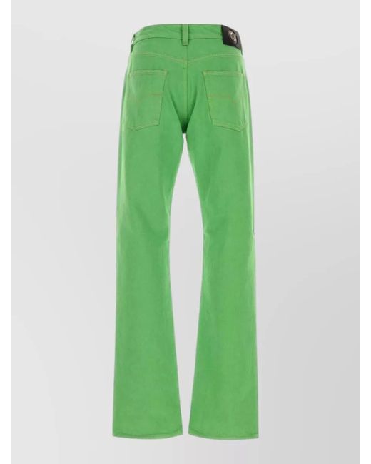 Versace Green Denim Jeans Straight Cut Five Pocket Design for men