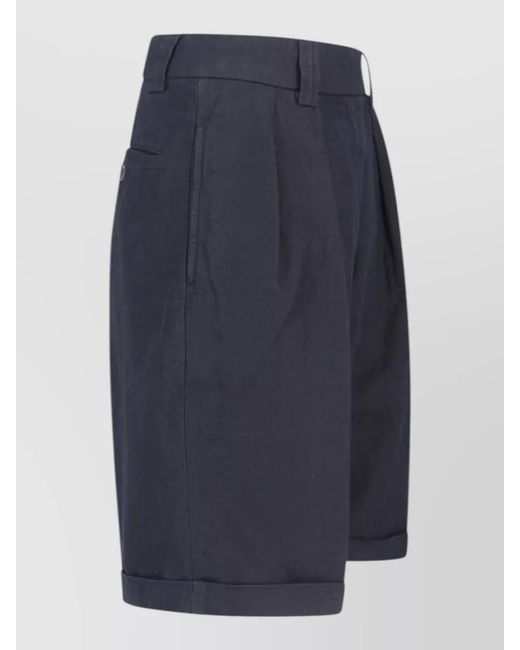 Aspesi Blue Straight Shorts Back Pocket Belt Loops