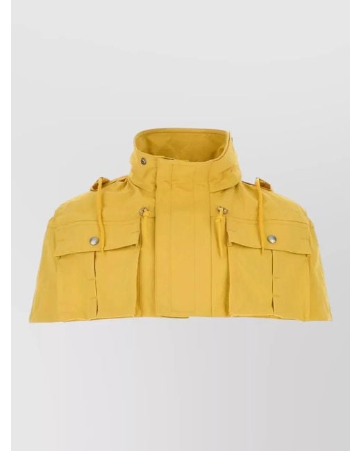 Prada Yellow Nylon Cape Adjustable Cuffs Drawstring Hood for men