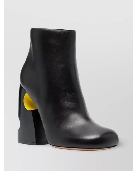 Off-White c/o Virgil Abloh Black Nappa Leather Cutout Ankle Boots