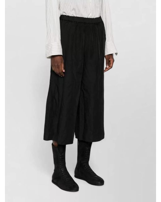 Comme des Garçons Black Cropped Wide Leg Shorts Two Pockets