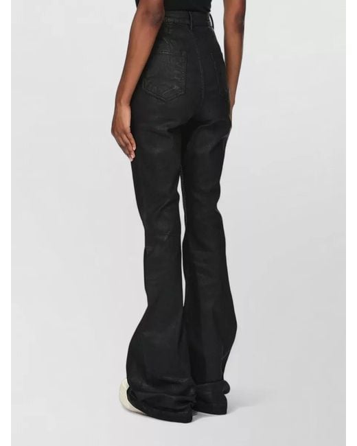 Rick Owens Black High Waist Bootcut Stretch Denim Jeans