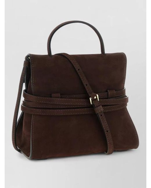 Moschino Black Tie Me Shoulder Bag Suede Buckle