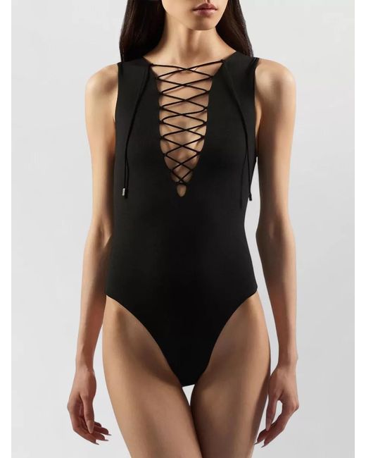 Taller Marmo Black Printed Swimsuit And Pareo Set