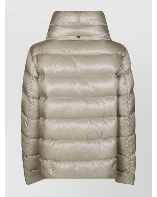 Herno Gray Monogram Quilted High Collar Jacket