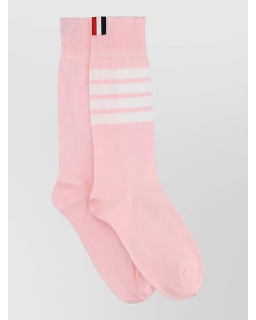 Thom Browne Pink Lingerie Mid Calf Length Ribbed Cuff Stripes