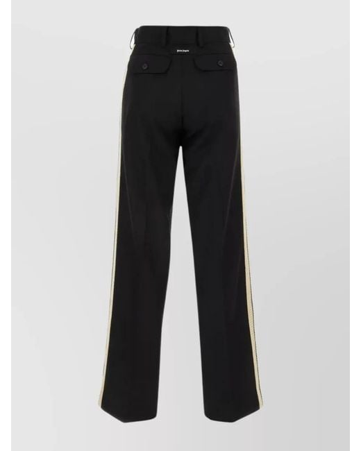 Palm Angels Black Virgin Wool Blend Mid-Rise Straight-Leg Trousers
