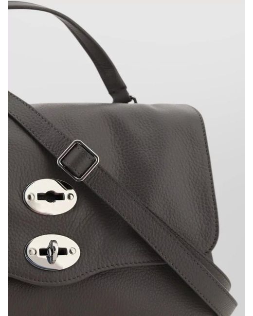 Zanellato Gray Shoulder Bag Calfskin Studs Top Handle