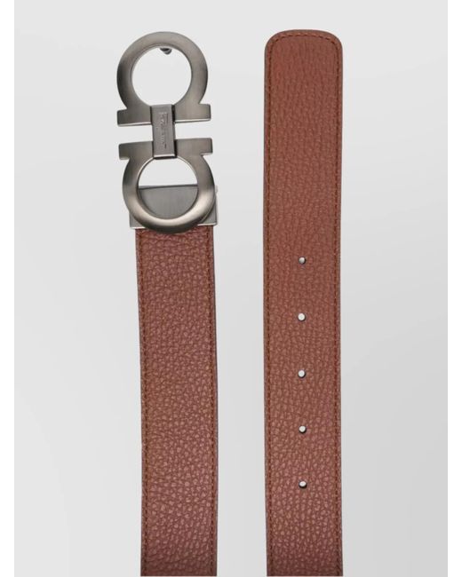 Ferragamo White Reversible Calfskin Belt Adjustable Buckle for men
