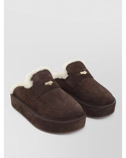 Miu Miu Brown Platform Sabot Sandals Tone Hardware