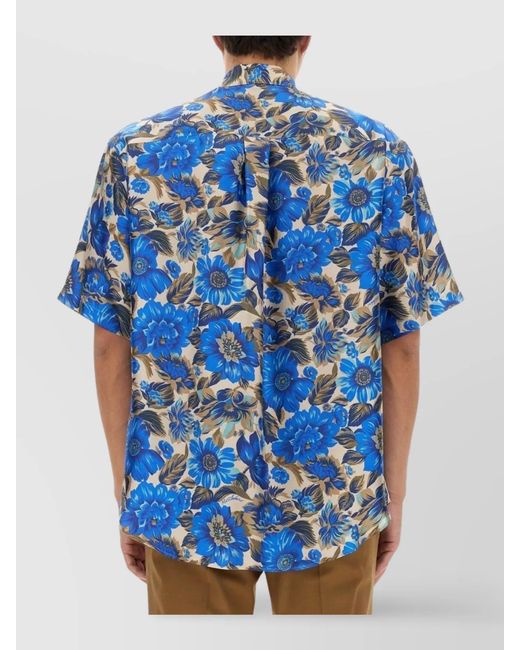 Moschino Blue Floral-Print Oversized Shirt for men