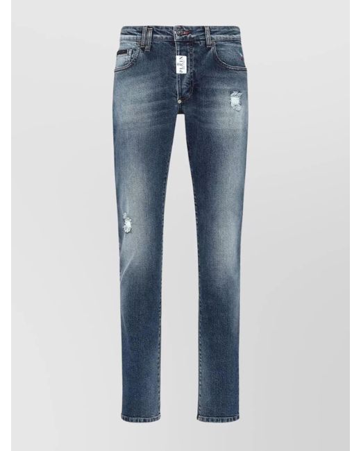 Philipp Plein Blue Straight-Leg Trousers for men