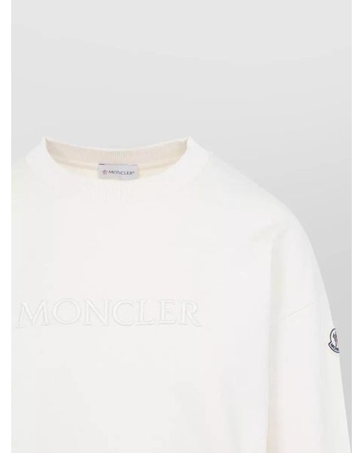 Moncler White Cotton Logo-Embroidered Sweatshirt
