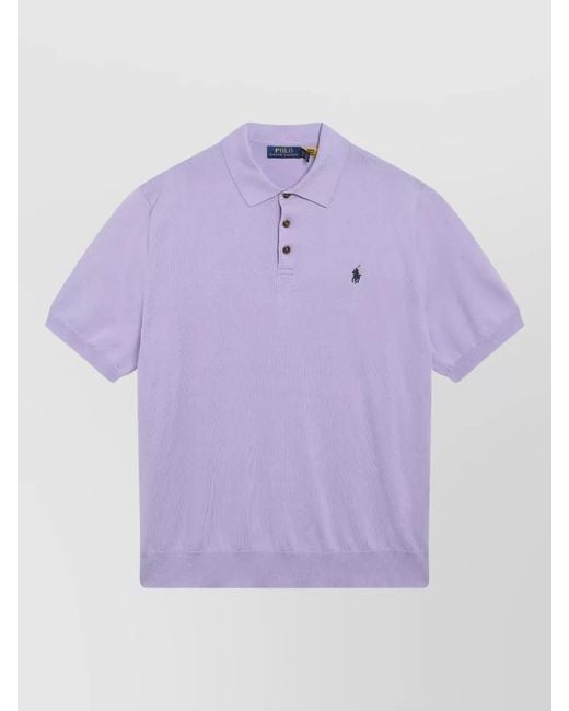 Polo Ralph Lauren Purple Short Sleeve Polo Shirt Ribbed Cuffs for men