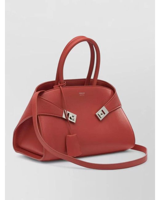 Ferragamo Tote Bag Structured Shape Top Handles Strap