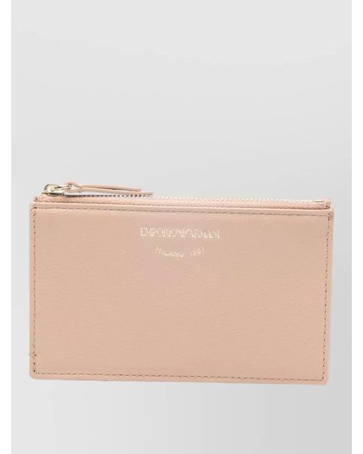 Emporio Armani Natural Leather Zip Cardholder