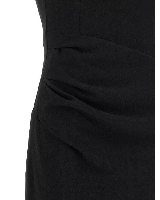 ROTATE BIRGER CHRISTENSEN Black Puff Sleeve Dress Fitted Ruched Silhouette