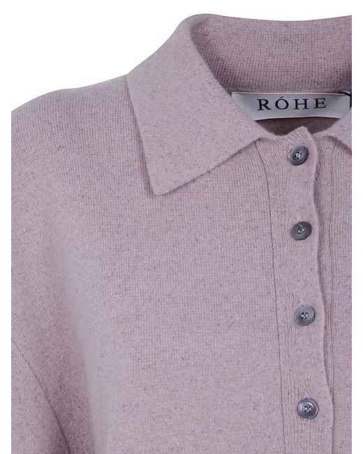 Rohe Purple Cashmere Silk Wool Polo Jumper
