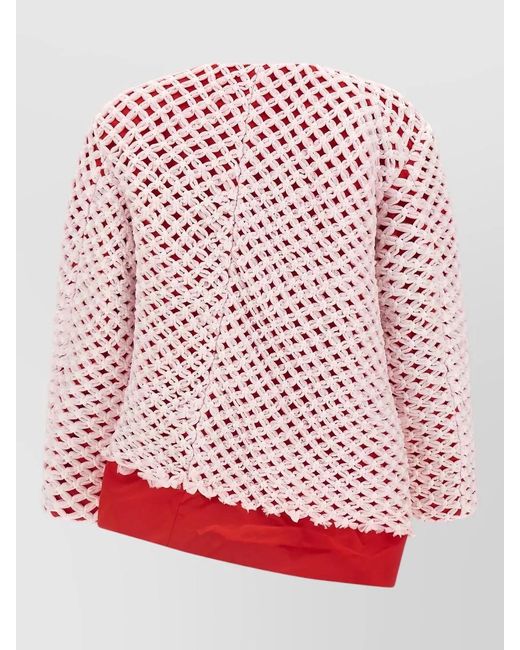 Comme des Garçons Red Asymmetric Tulle Single-Breasted Coat