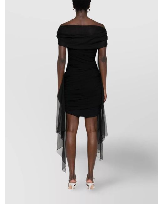 Givenchy Black Draped Off-Shoulder Mini Dress