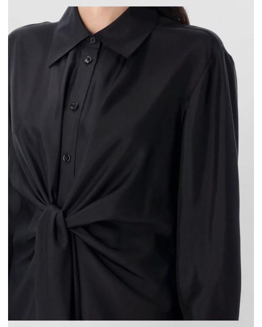 Rohe Blue Silk Shirt Twisted Front Tie Design