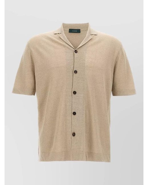 Zanone Natural Linen Short Sleeve Summer Shirt Lightweight for men