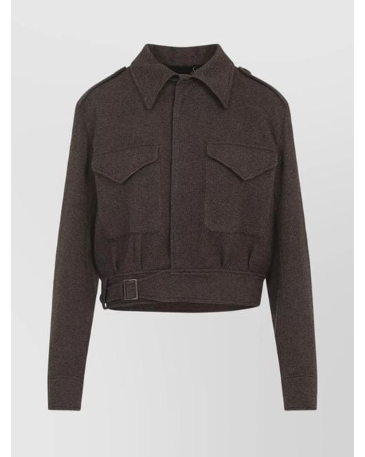 Ralph Lauren Gray Maddison Bomber Jacket Belted Hem